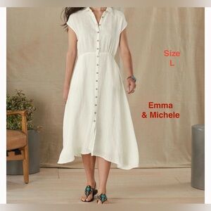 Emma & Michele Cream Button-Front Midi Dress